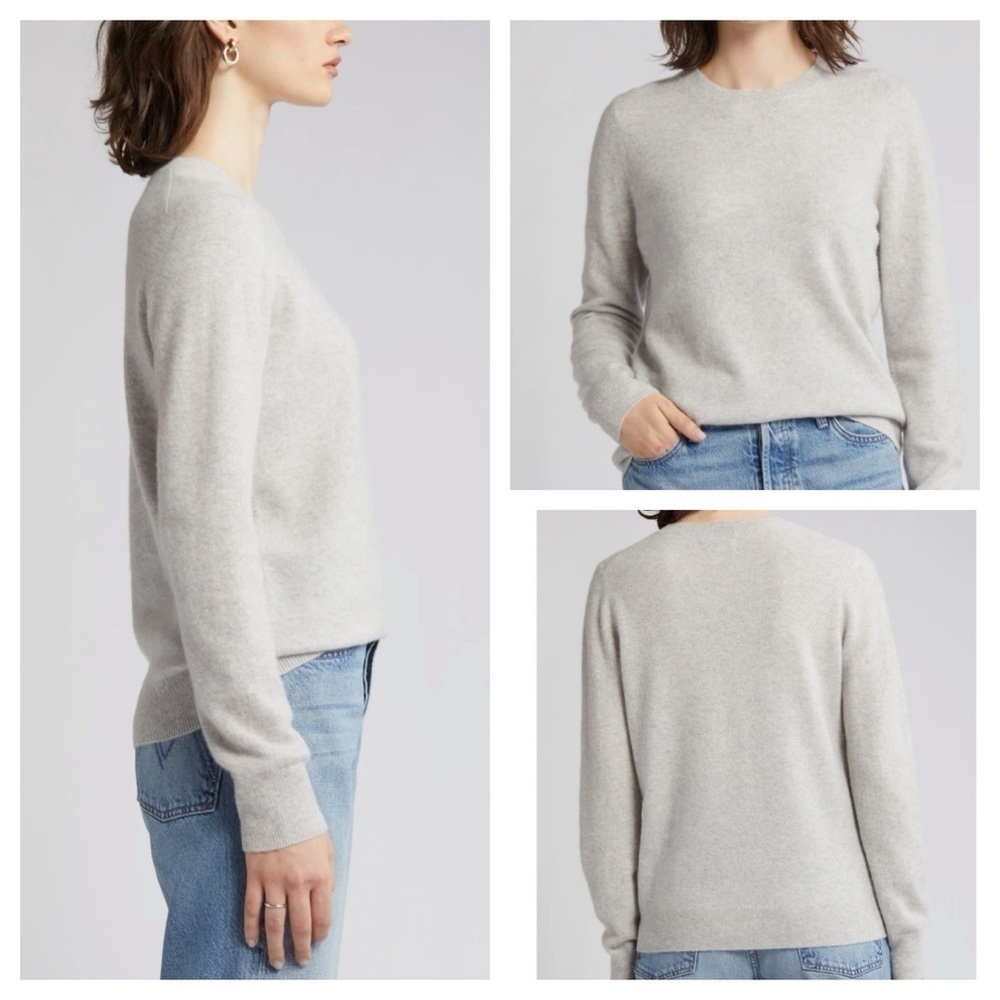 Charter Club Plus Size 100% Cashmere Crewneck Sweater (Ice Grey Heather) size XL